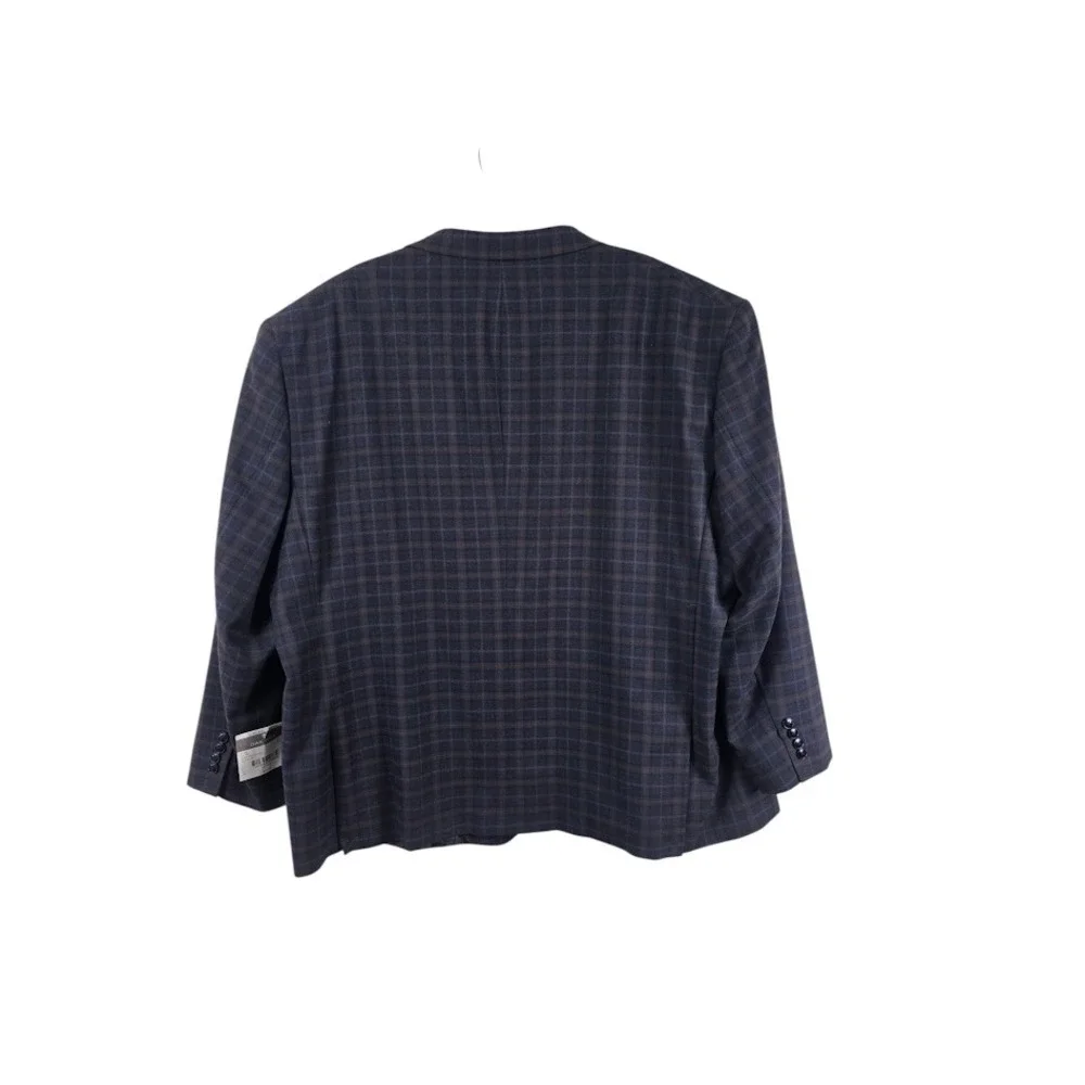 Oak Hill‎ Sport Coat Mens 4XL 58/60 Plum Navy Plaid Paisley Lining Blazer New